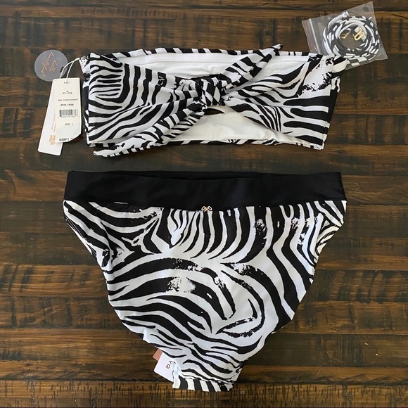 Nwt PILYQ Zebra Bandeau Top & High Waist Bottom - Picture 10 of 11